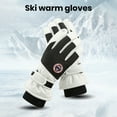 thumbnail image 5 of Naierhg 1 Pair Cycling Gloves Thickened Soft Plush Windproof Heat Retention Waterproof Touch Screen Anti-slip Great Friction Men Outdoor Skiing Skating Gloves keep warm Black, 5 of 8