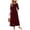 Wine, variant on Formal Dresses for Women Sundresses for Women 3/4 Sleeve Mesh Insert Loose Fit
