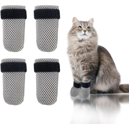 CHIKANSTORE 4PCS Cat Scratch Cover for Nursing Rehabilitation Boots Adjustable Bath Bath Gloves，to Prevent Scratching Suitable for Bathing Feeding and Nail Trimming of Cats