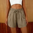 thumbnail image 4 of Sentmoon Short Drawstring High Elastic Waist Beach Shorts Stretchy Solid Color Regular Fit Womens Running Shorts with Pockets Soft and Comfortable for Going out and Summer S-3XL, 4 of 6