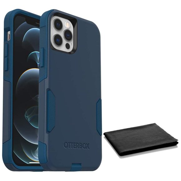 OtterBox Commuter Series - Funda para iPhone 12 y iPhone 12 Pro (solamente) - con paño de limpieza, embalaje no minorista, forma a medida (azul)