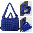 thumbnail image 3 of Bolso Mano Acolchado Popular Hombro Plisado Con Burbujas Mochila Escolar Acolchada Gran Capacidad para Estudiantes F (real) Azul, 3 of 9