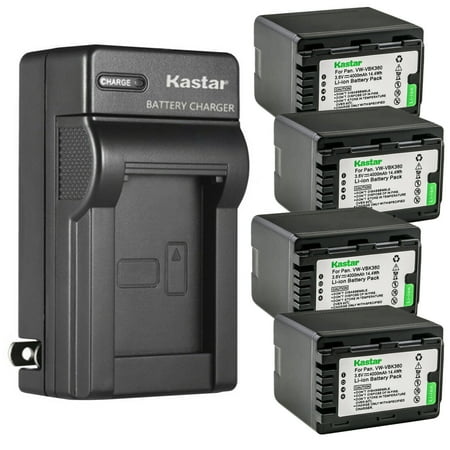 Kastar 4-Pack Battery and AC Wall Charger Replacement for Panasonic HDC-SD40P, HDC-SD40PC, HDC-SD60, HDC-SD60K, HDC-SD60P, HDC-SD60PC, HDC-SD60S, HDC-SD66, HDC-SD80, HDC-SD80GK, HDC-SD80P, HDC-SD80PC