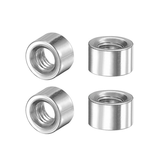 Unique Bargains Écrous de Soudure Ronds Soudure M6 x 10mm x 6mm sur Écrou Femelle Bung Fileté - Insert en Acier Inoxydable 201 Soudable 4 Pièces
