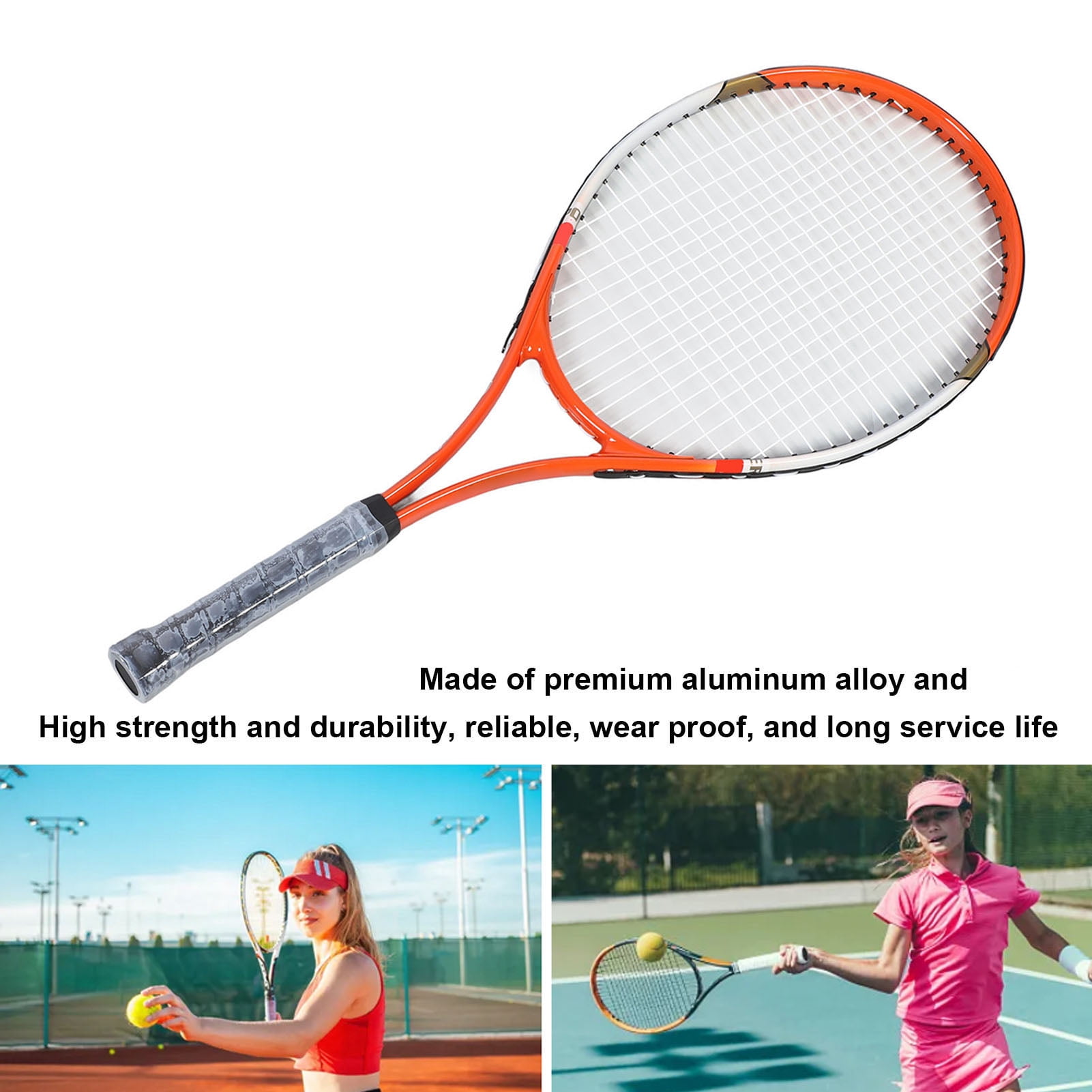 Riousery 27 Inch Tennis Racket for Adults Teens Aluminum Alloy Recreational Racquet with Bag, Red (27 inches / 68.58 cm)