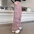 thumbnail image 6 of 9-10 Years Juniors Girls' Baggy Trousers Cargo With Elastic Band Casual Trousers Girls' Casual Jogging Bottoms Cargo Trousers Sweatpants Joggers Pants Fall and Winter Pink Girl Pants, 6 of 7