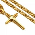 thumbnail image 5 of QQTDFG New Mens Women Chain Necklace Cross Stainless Steel Pendant Crucifix Jesus Gifts-Gold-34 inch Necklace, 5 of 5