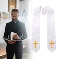 thumbnail image 3 of Reversible Embroidery Clergy Stole with Crossed Design Tassels for Priests Pastors Services Religious Ceremonies Reversible Clergy Stole, 3 of 7