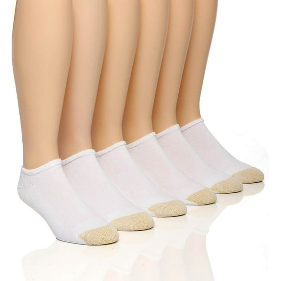Men's Gold Toe 656F Cotton No Show Socks - 6 Pack (White O/S)