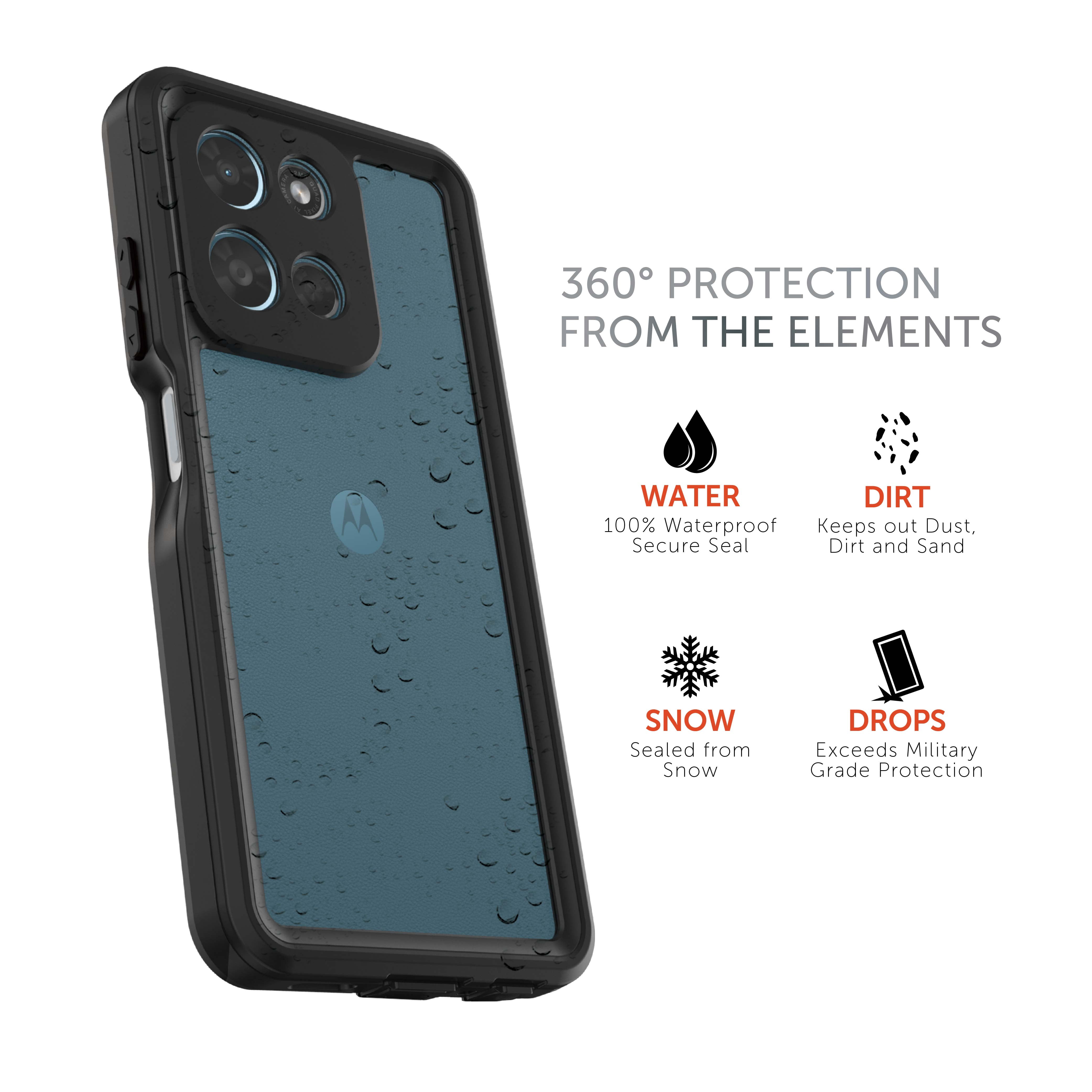 Body Glove Waterproof Tidal Phone Case for Motorola moto g PLAY (2026) - Black/Clear