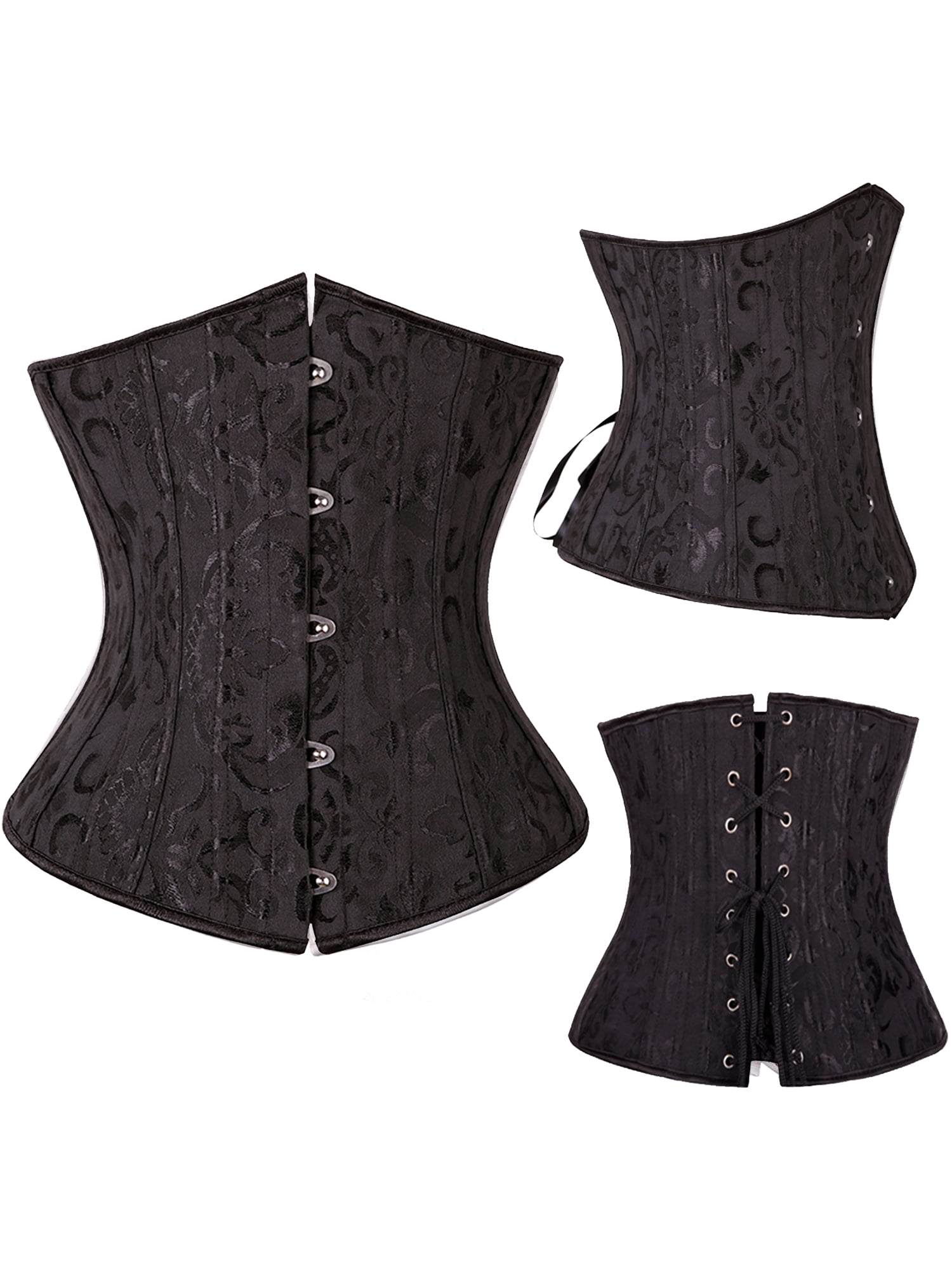 Spiral Steel Boned Corsets and Bustiers Underbust Floral Corsets Waist Trainer Cincher 