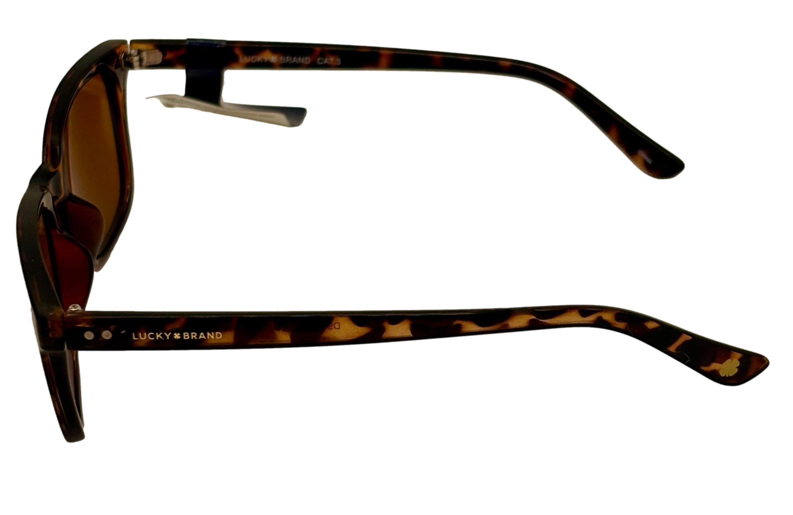Lucky Brand Mens Tortoise Plastic Rectangle Sunglass, Brown Lens D941