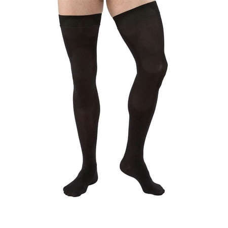 JOBST Relief 15-20 mmHg Compression Stockings, Thigh High Silicone Band, Closed Toe, Black, Small