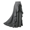 thumbnail image 5 of QENGING Summer Skirts for Women Casual Hakama Irregular Leaf Bow High Waist Long Culottes Deals, 5 of 9