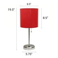 thumbnail image 3 of Creekwood Home 19.5" Oslo Contemporary Bedside Duo, Brushed Steel Table Lamp Two Pack Set with USB Port, Red Shades, 3 of 8
