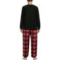 thumbnail image 3 of GENTS BLISS Men Pajamas Set Long Sleeve 2 Piece Set Crewneck Shirts with Pocket and Plaid Soft Bottoms Sets Sleep Pajamas for Men, 3 of 7