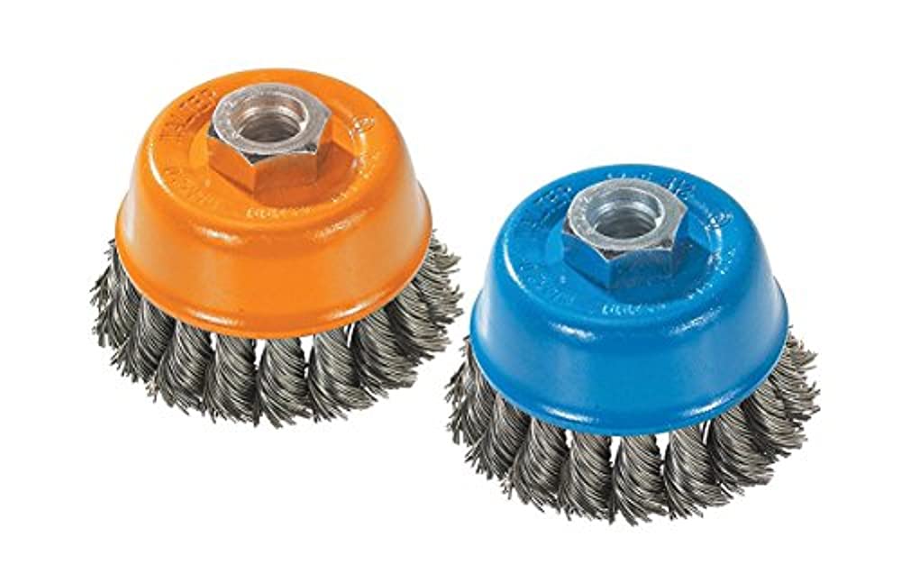 Carbon Steel Knot Twisted Wire Cup Surface Finishing Tools 3 in Power Brush with Threaded Hole Walter 13F303 Wire Cup Brush