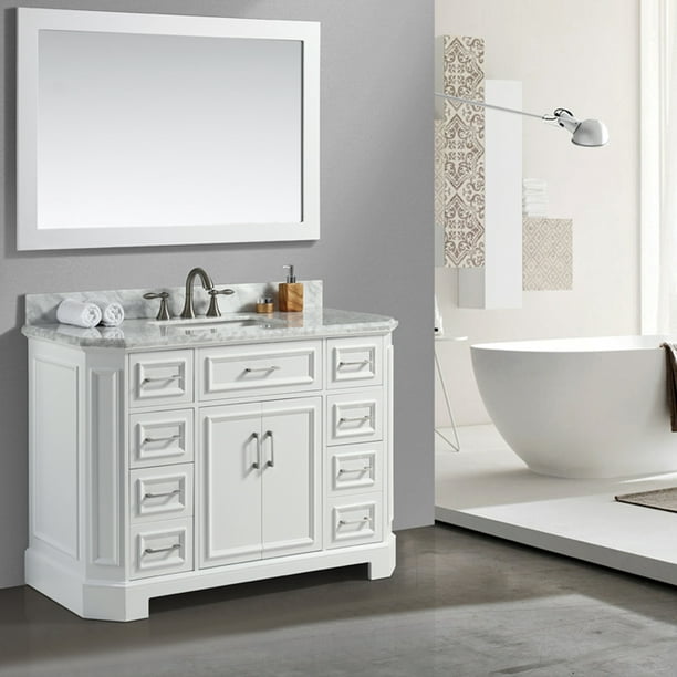 Eviva Glory 42 White Bathroom Vanity With Carrara Marble Counter Top And Porcelain Sink Com - Best Porcelain Bathroom Sinks