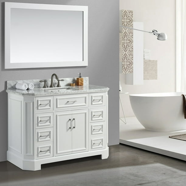 Eviva Glory 42 White Bathroom Vanity With Carrara Marble Counter Top And Porcelain Sink Com - Best Porcelain Bathroom Sinks Eviva Glory 42 White Bathroom Vanity With Carrara Marble Counter Top And Porcelain Sink Com - Best Porcelain Bathroom Sinks
