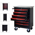 thumbnail image 3 of 7 Drawers Multifunctional Tool Cart with Wheels,Metal Rolling Tool Cart Storage for Garage Workshop Warehouse Repair Shop--With Stainless Steel Roof- BLACK&RED, 3 of 11