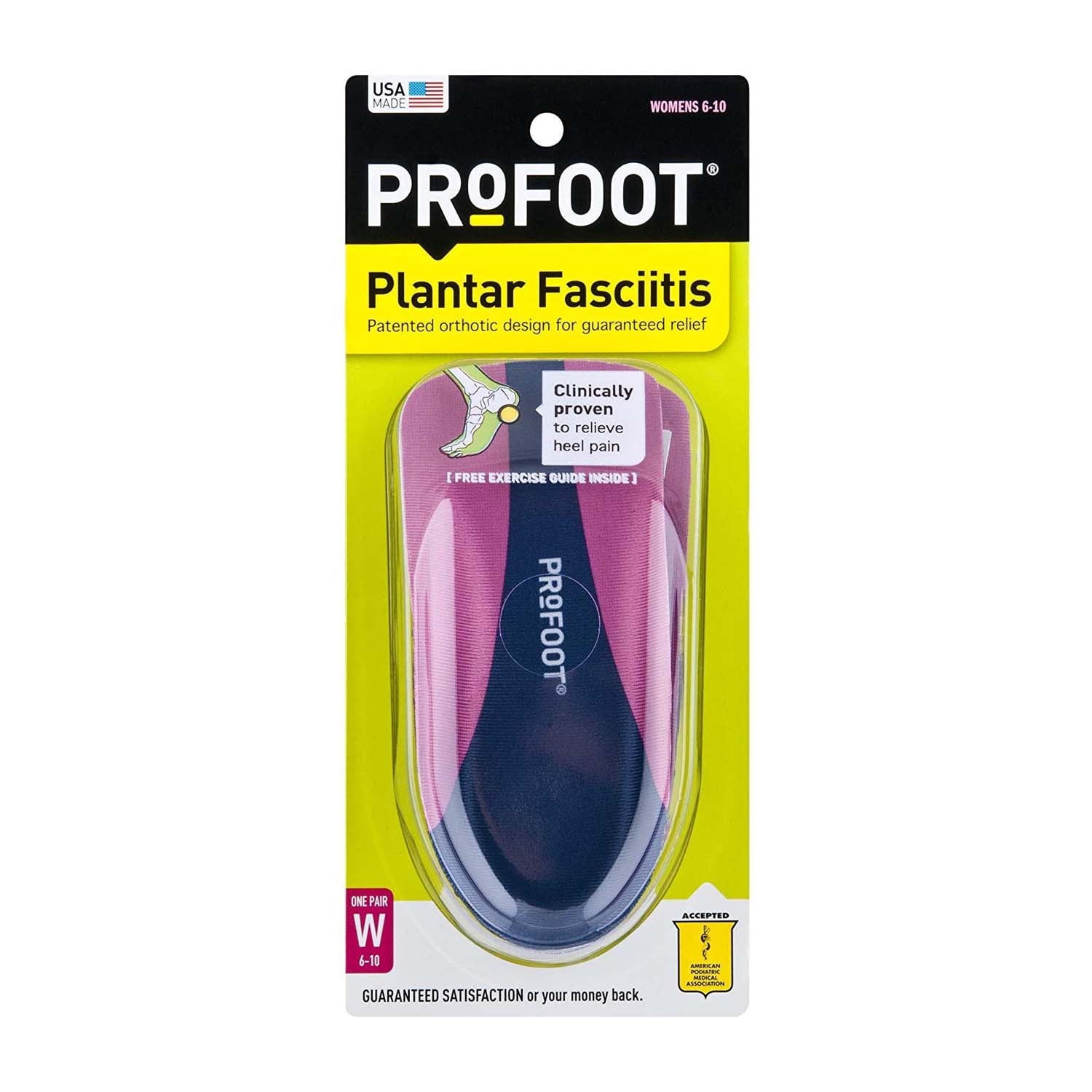 Profoot Plantar Fasciitis Insoles For Women Size 6 to 10 1 Pair