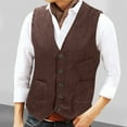 thumbnail image 2 of BiZtdJrK Casual Suit Vest Men Corduroy V Neck Button Down Vintage Waistcoat Western Cowboy Sleeveless Slim Fit Jackets with Pockets Brown S, 2 of 7