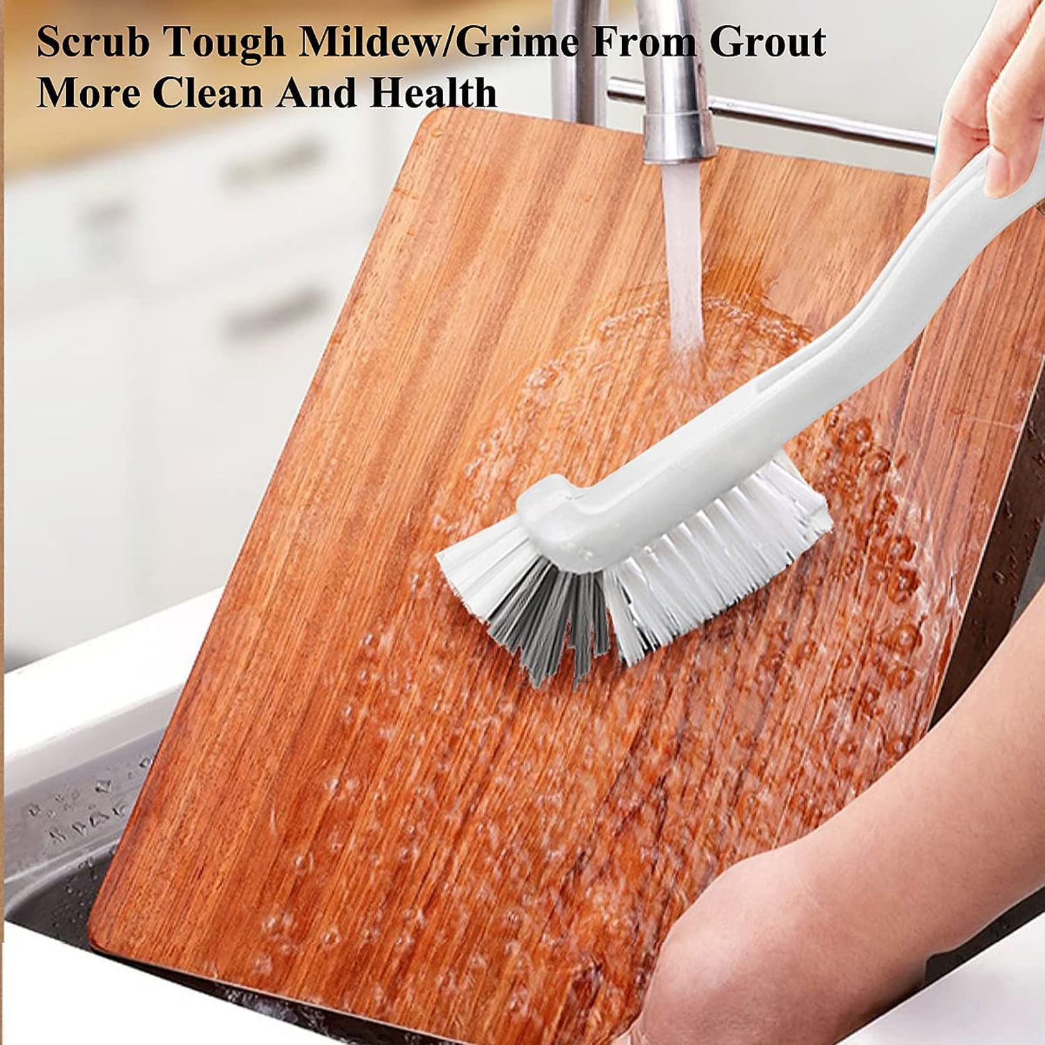 Mouliraty Cleaning Brushes with Handles 2 Pcs Cleaning Brush Small Stiff Scrub Brush for Cleaning Sink Scrub Brush Bathroom Kitchen Edge Corner Grout