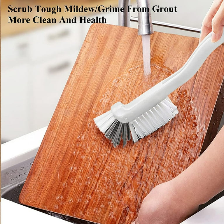 SHUNWEI 2 Pcs Cleaning Brush Small Scrub Brush for Cleaning Sink Scrub  Brush with Handle, Bathroom Kitchen Edge Corner Grout Cleaning Brushes for