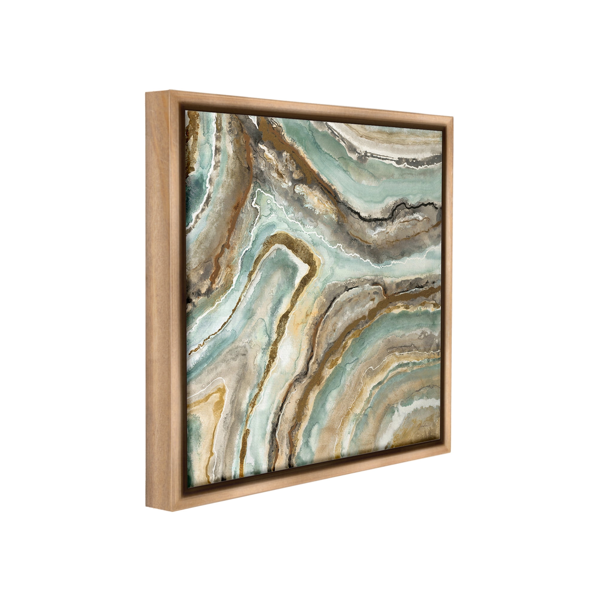 Stupell Industries Geode Mineral Pattern Abstract Painting Brown Floater Framed Canvas Art Print Wall Art, 25 x 25