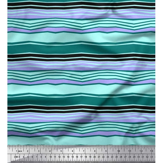 Soimoi Cotton Voile Fabric Abstract Stripe Print Fabric by The Yard 42 Inch Wide