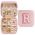 thumbnail image 1 of Parima Jewelry Organizer Box, Small Jewelry Box for Women Girls Initial R Travel Jewelry Case Small Jewelry Organizer Box Travel Jewelry Case Jewelry Box Organizer - Letter R, Pink, 1 of 5