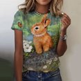 thumbnail image 2 of Blusa de manga corta con cuello redondo para mujer a la moda, camisetas sueltas con estampado Fridja  bn6606, 2 of 5