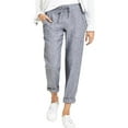 thumbnail image 1 of Pantalones acampanados de encaje de cintura alta para mujer - Poliéster liso, bolsillos, informal/lounge, S-XXL, todas las estaciones, 1 of 6