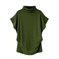 thumbnail image 2 of Frontwalk Womens Summer Tops Crew Neck T-shirt Short Sleeve T Shirt Ladies Baggy Tee Batwing Army Green L, 2 of 3