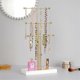 thumbnail image 4 of Rose Gold 3-Layer T-Shaped Jewelry Rack Removable Solid Wood Base Ring Storage Box Earring Necklaces Rings Jewelry Box, 4 of 5