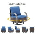 thumbnail image 4 of POCASSY Outdoor Swivel Chairs Set of 4, Weather Resistant Brown Wicker Swivel Rocking Patio Chairs Outdoor Lounge Accent Chairs for Porch Deck Garden, Blue, 4 of 13
