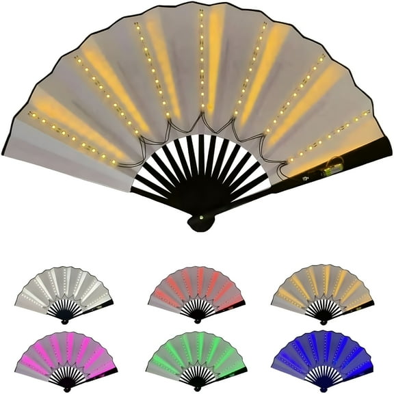 ACDANC LED Hand Popping Fan for Women, Foldable Clacking Large Fans for Line Dancing, Glowing Stage Performance, Birthday Wedding Home Decor, Enthusiasts Gift