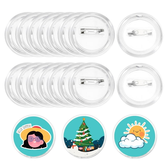 Uxcell 50Pcs Botones en Blanco para Fabricación de Pins de Acrílico Claro de 1.5 pulgadas para Manualidades DIY