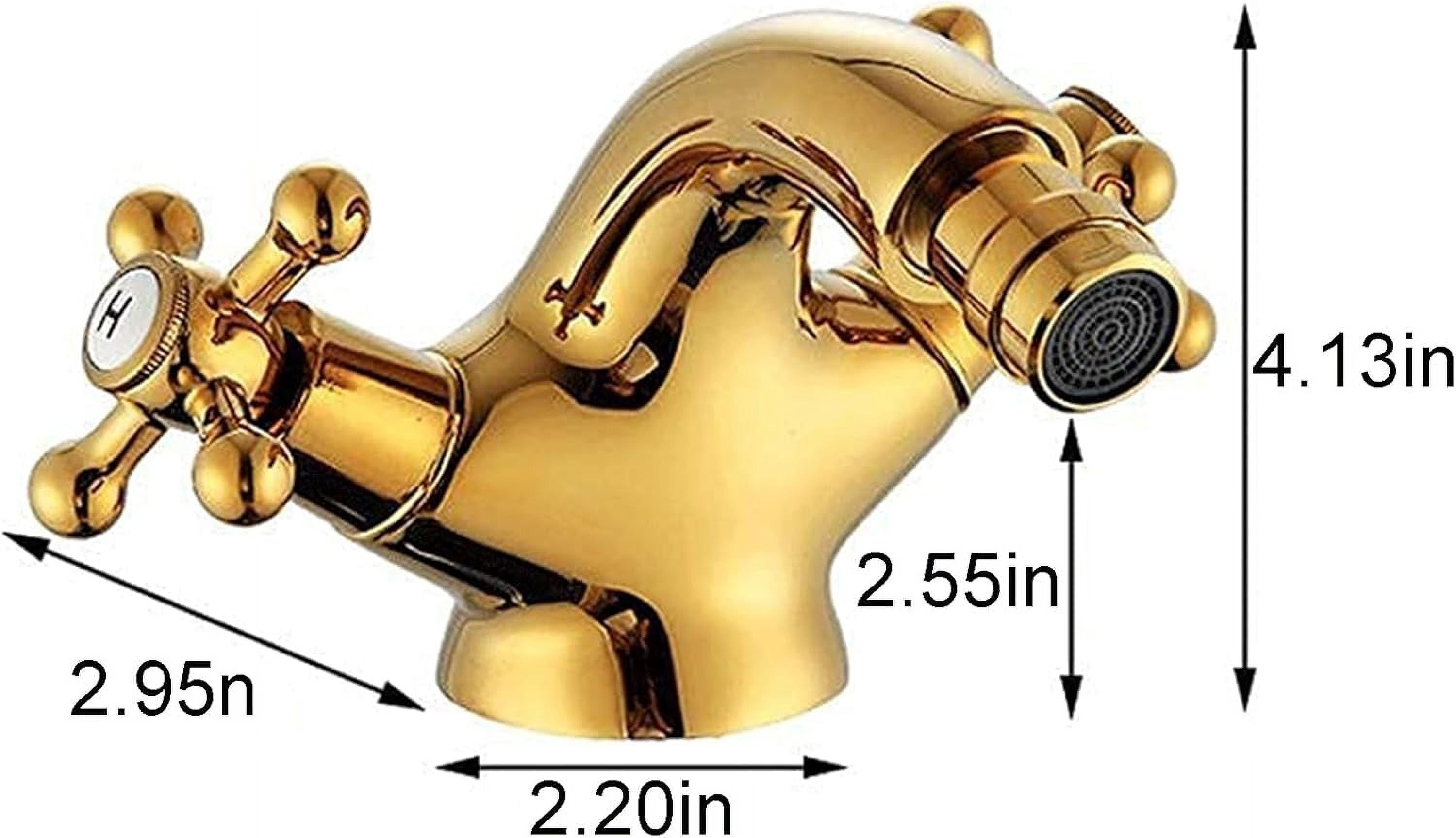 Bathroom Faucet，Gold Bathroom Sink Faucet, Double Cross Handle Two Knobs Bidet Faucet, Antique Brass Bathroom Faucet, Hot and Cold Water Tap, One Hole Bathroom Faucet