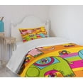 thumbnail image 4 of Ambesonne Animal Cartoon Quilted Bedspread Set 2 Pcs, Funky Floral, Twin Size, Multicolor, 4 of 6