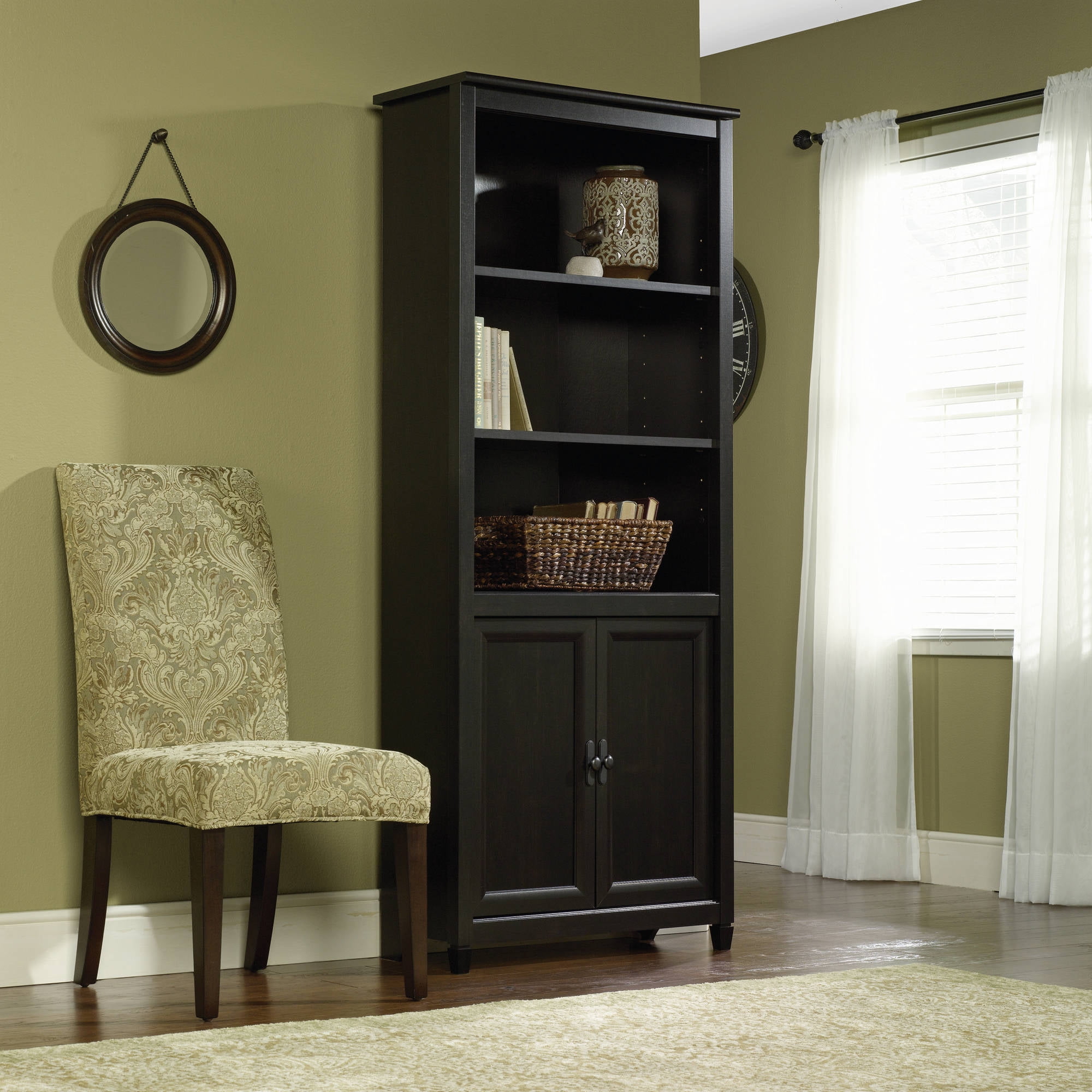 Sauder Edge Water Library With Doors Estate Black Finish Sauder Edge Water Library With Doors Estate Black Finish
