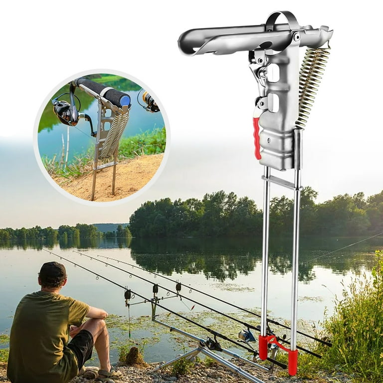 Stainless Steel Automatic Fishing Rod Holder, Double Spring Adjustable