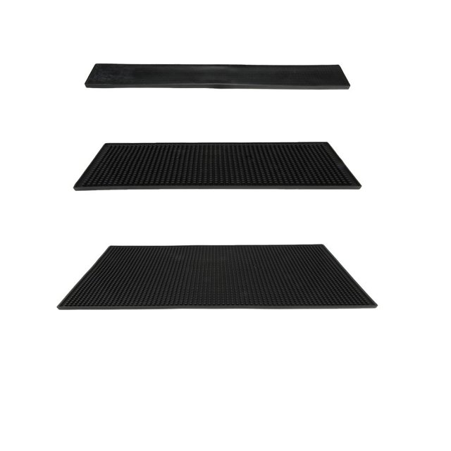 Alfombrilla de goma para barra de servicio, alfombrillas para derrames, secado de platos, un paquete de tres alfombrillas de servicio negras rectangul shamjiam Estera de goma del servicio de la barra