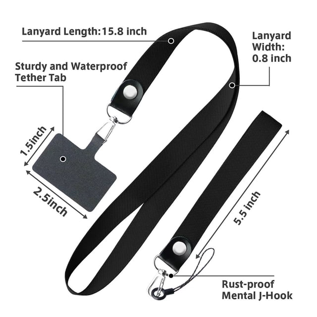 Roconrtip Phone Lanyard,Universal Cell Phone Neck Strap Wrist Strap Nylon Material Removable Phone Tether Charms Keychain with Patch Compatible with Most Smartphone Cases