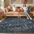 thumbnail image 2 of Lahome Decor Floral Area Rug 5x7, Machine Washable Rugs for Entryway, Non Slip Rug with Vintage Printed, Low Pile Carpet for Living Room Kitchen Bedroom Home, Blue, 2 of 9