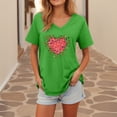 thumbnail image 2 of Gkeoshab Cute Summer Tops 2026 Valentine's Gift Women's Heart Print Short Sleeve Comfort Blouse or Couple Trips Green S Summer Clothes, 2 of 8