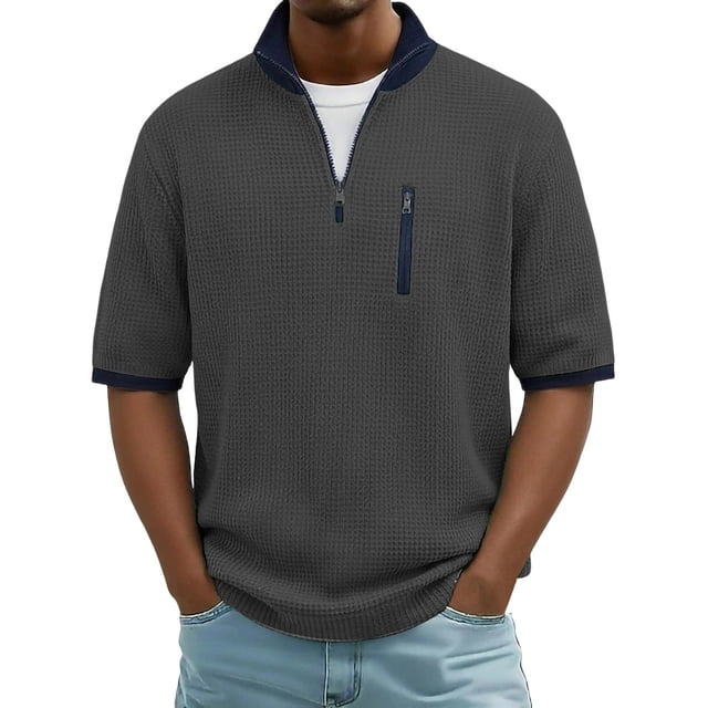 Camiseta Casual de Manga Corta con Cuello Tripulado 100% de Poliéster Lavable a la Máquina de Manga Larga Camisetas de Trabajo Al Aire Libre de Color Sólido para Hombres