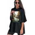 thumbnail image 3 of Plus Size Shirt for Women Black Tops for Women Short Sleeves Shirt for Women Rivers T Shirt Oversized Shirt for Women S, 3 of 5