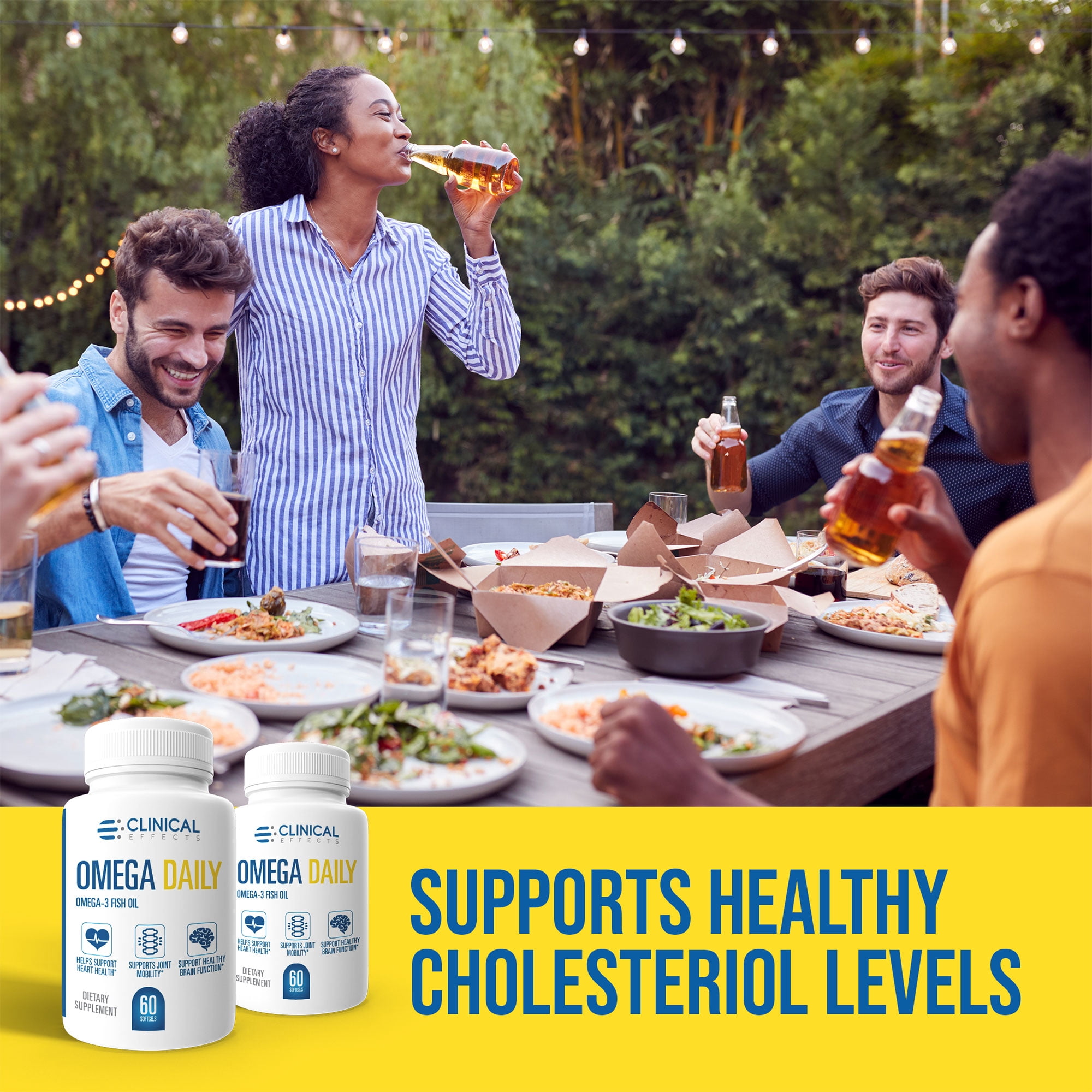 Clinical Effects Omega Daily - Fish Oil Softgels Supplement to Support a Healthy Brain, Heart and Body - 60 Capsules