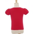 thumbnail image 3 of Nyeemya Kids Girls Soft Cotton Basic T-shirt Summer Round Neck Puff Short Sleeve Solid Color Tee Red 5T, 3 of 6